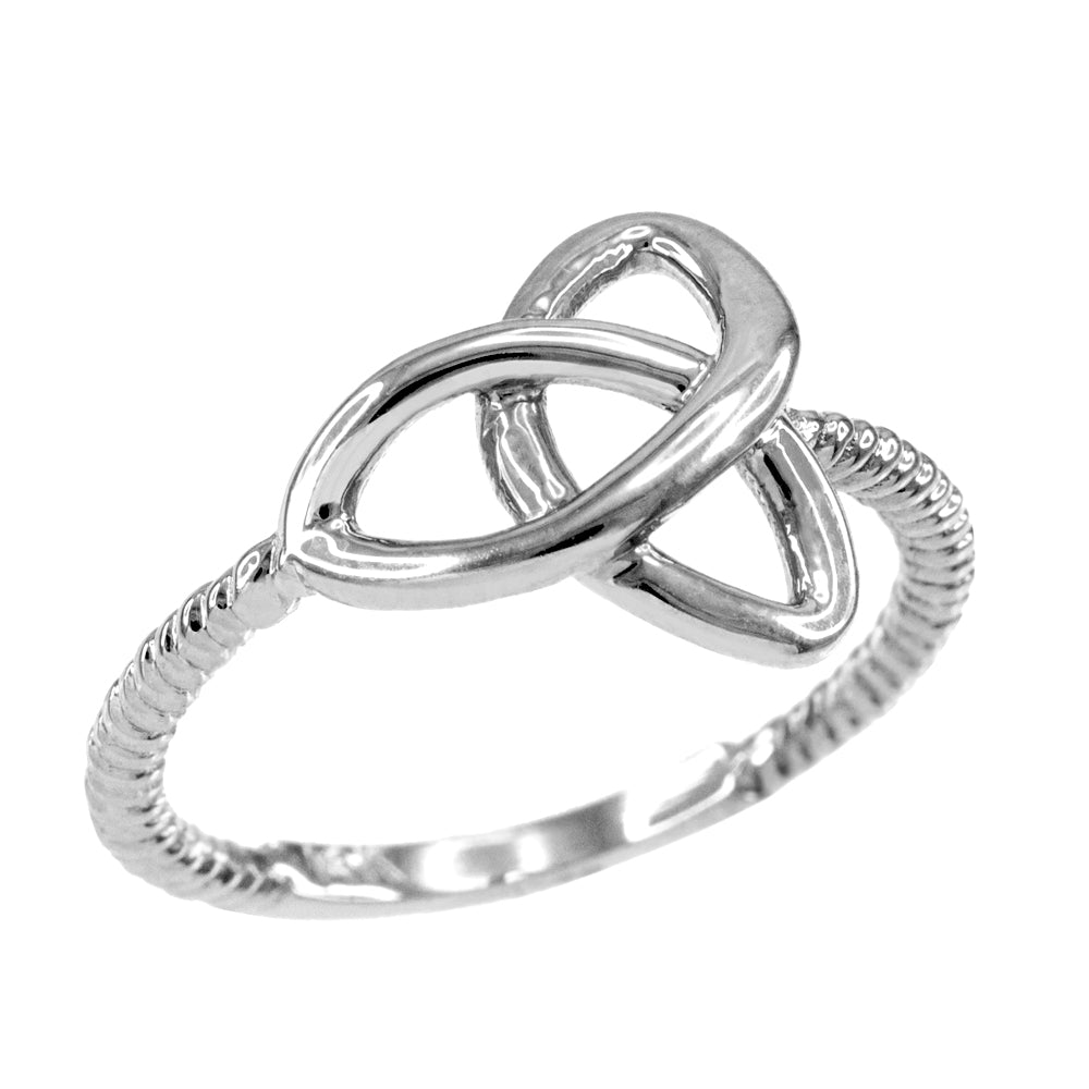 Sterling Silver Irish Celtic Trinity Knot Rope Ring