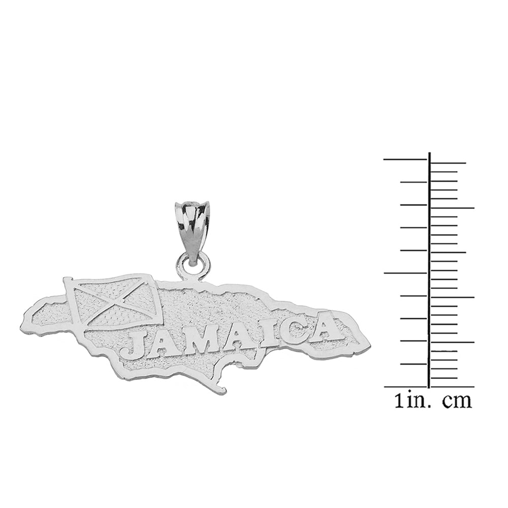 Sterling Silver Jamaica Map Pendant Necklace, view 3