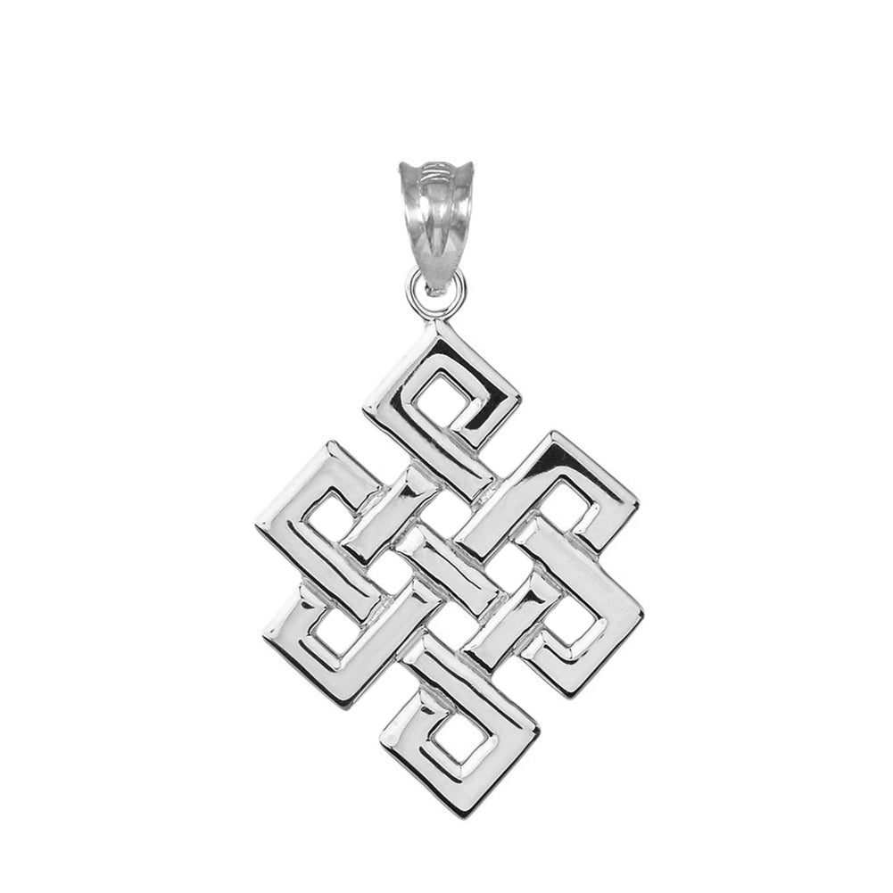 Sterling Silver Japanese Buddhist Eternity Knot Pendant, view 2