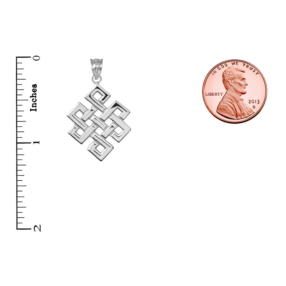 Sterling Silver Japanese Buddhist Eternity Knot Pendant, view 4