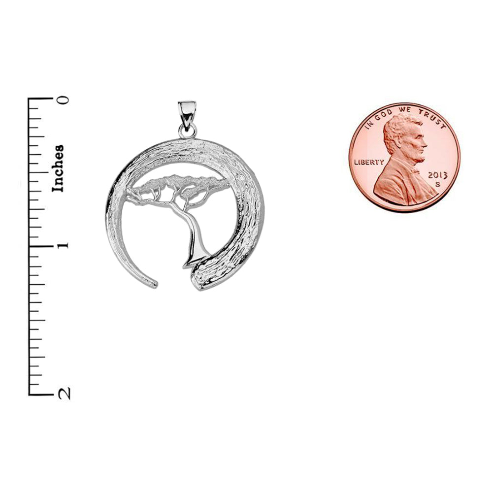 Sterling Silver Japanese Buddhist Zen Circle with Bonsai Tree Pendant, view 3