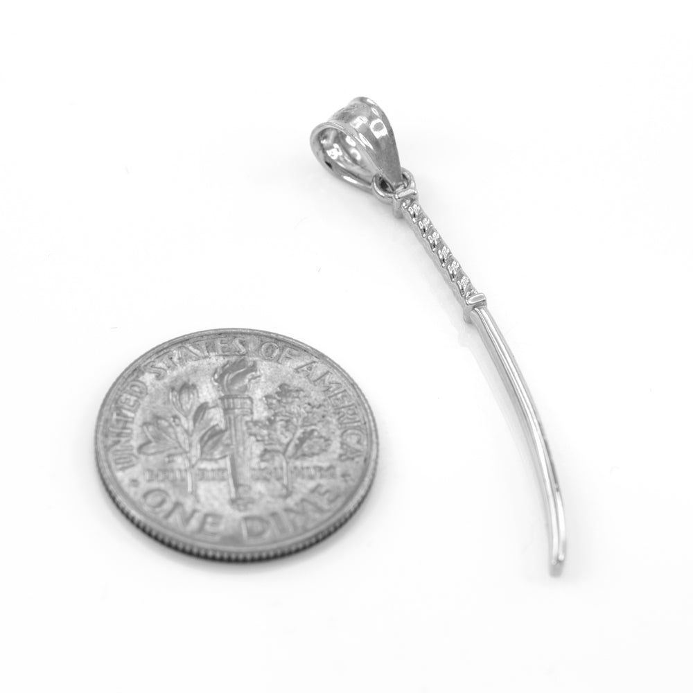 Sterling Silver Japanese Katana Short Sword Pendant Necklace, view 2