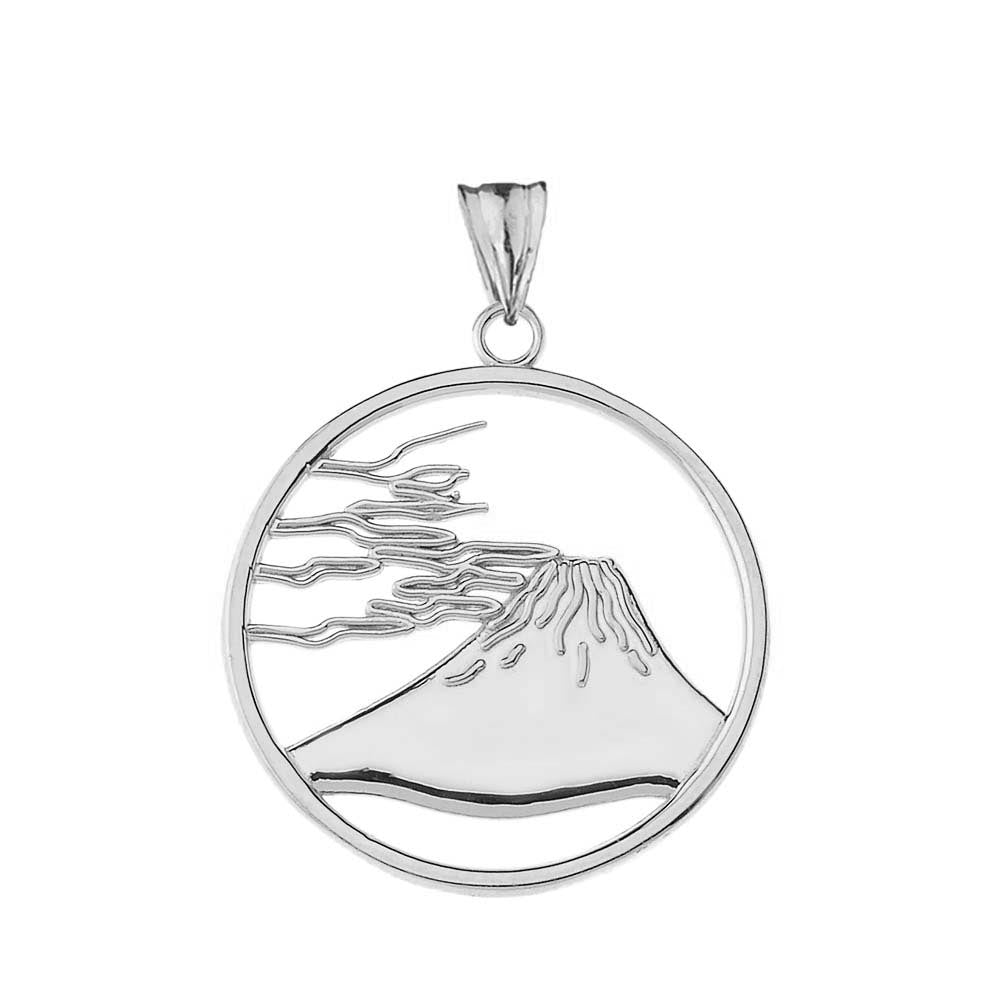 Sterling Silver Japanese Mount Fuji Pendant Necklace, view 2