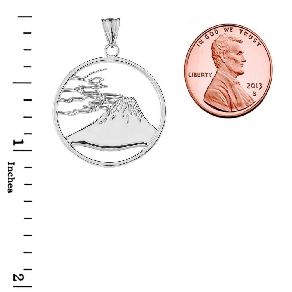 Sterling Silver Japanese Mount Fuji Pendant Necklace, view 3