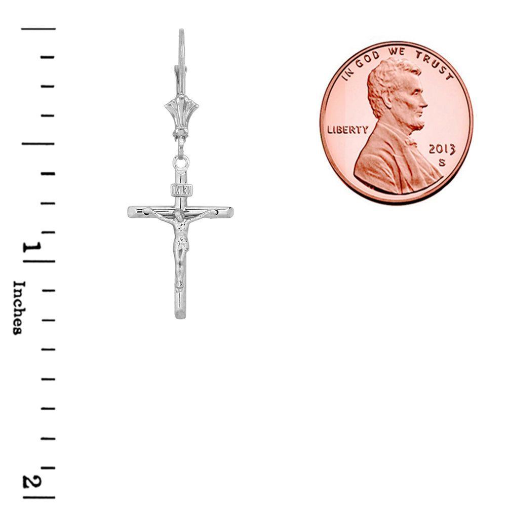 Sterling Silver Jesus Christ Cross INRI Crucifix Earrings, view 2