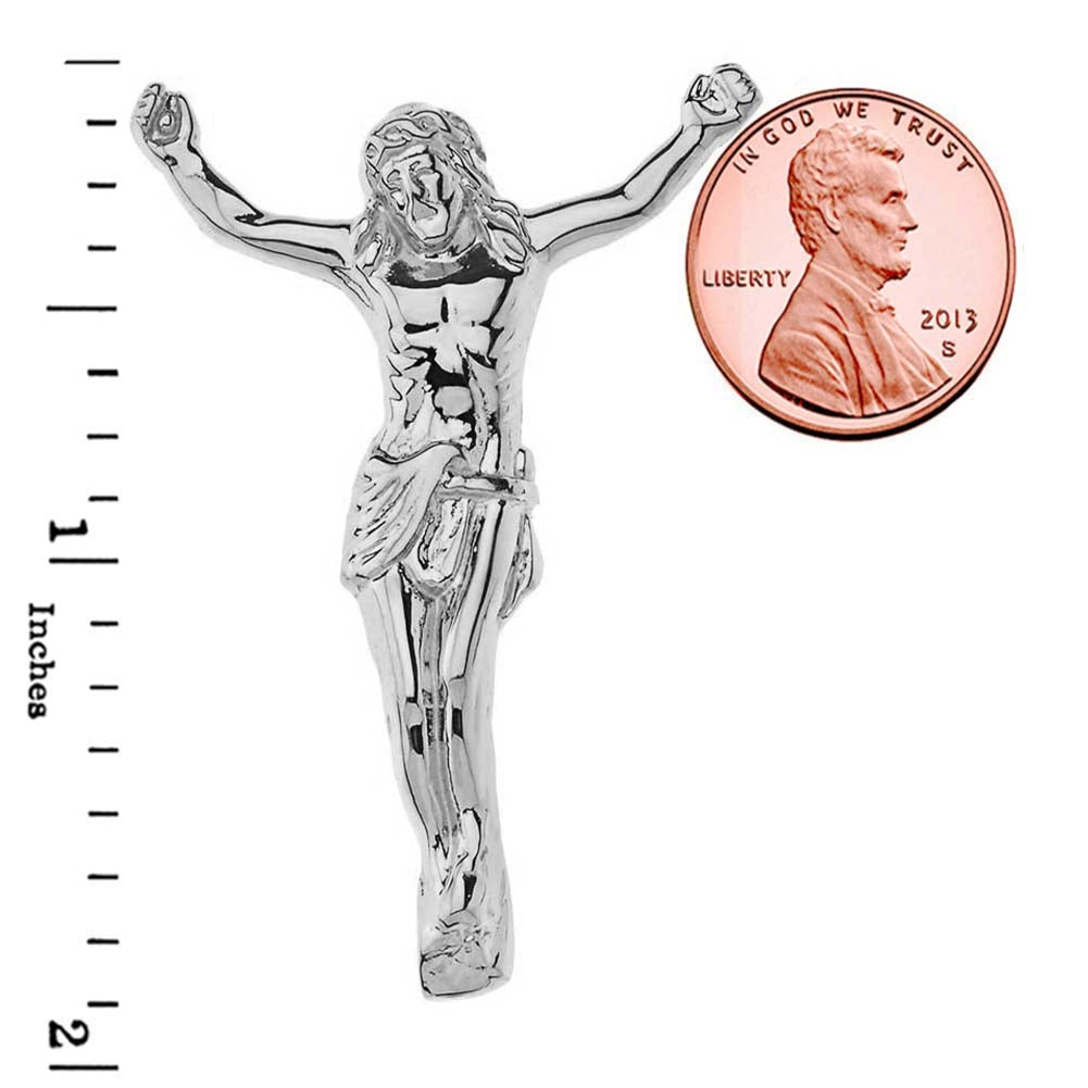 Sterling Silver Jesus Christ Crucifix Pendant Necklace, view 3