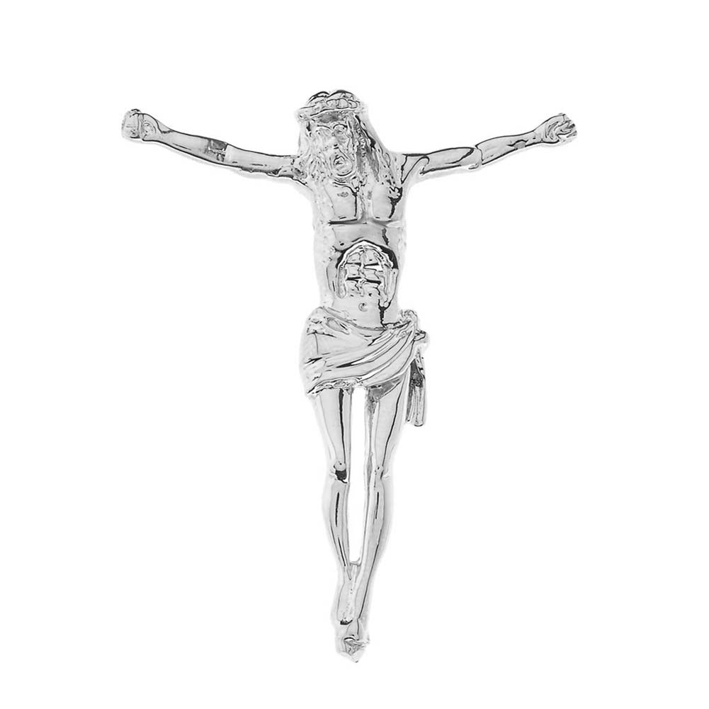 Sterling Silver Jesus Christ Crucifix Pendant Necklace Hidden Bail Pendant Necklace (2.15"), view 2