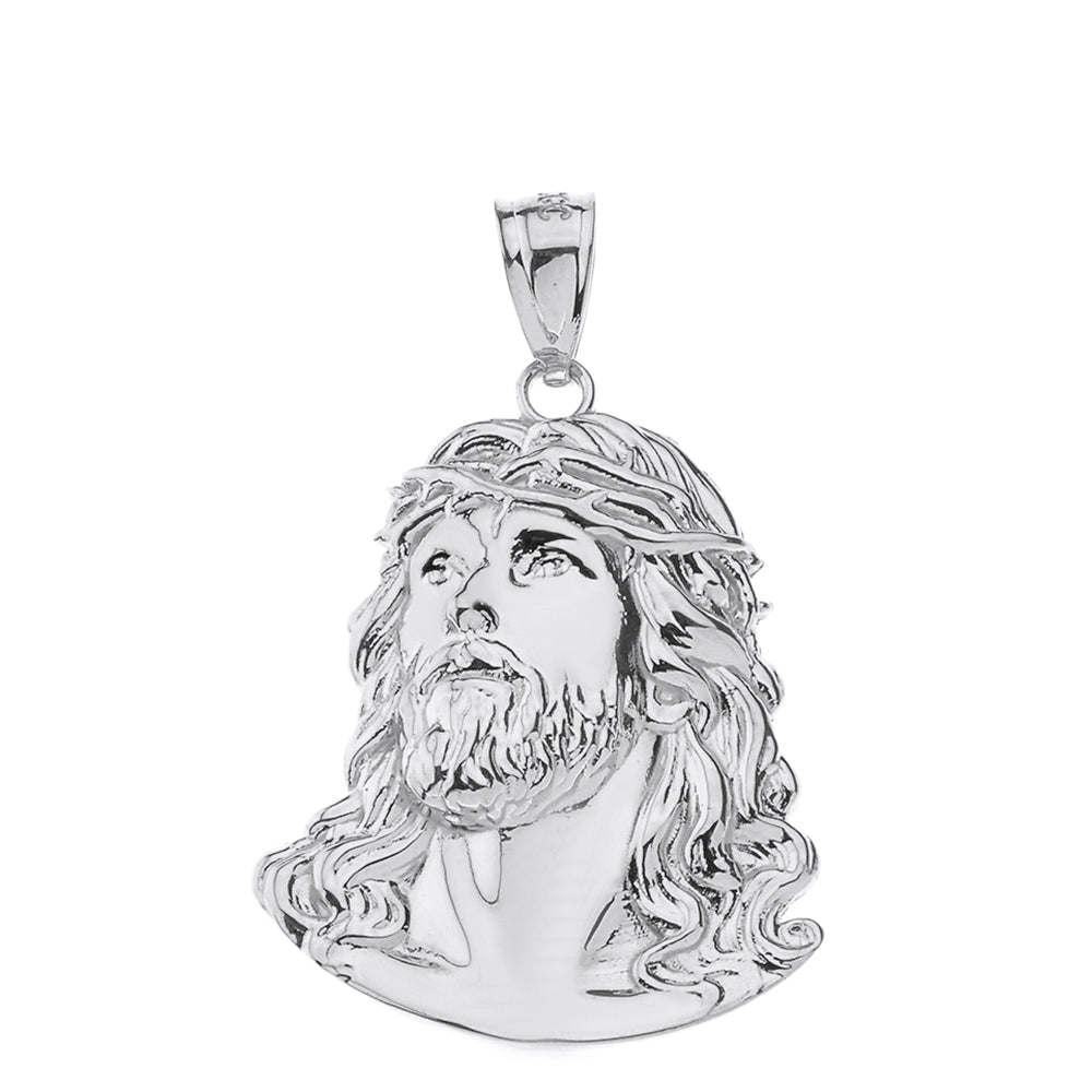 Sterling Silver Jesus Christ Face S/M/L Pendant Necklace