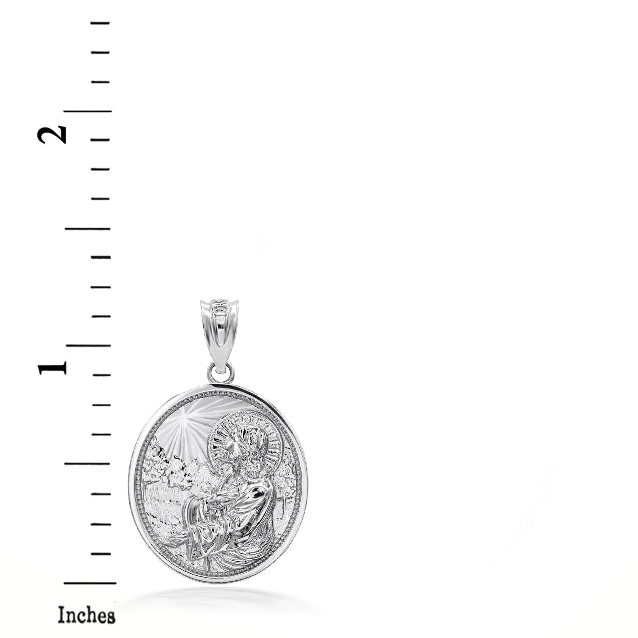 Sterling Silver Jesus Christ Sermon On The Mount Pendant Necklace, view 4