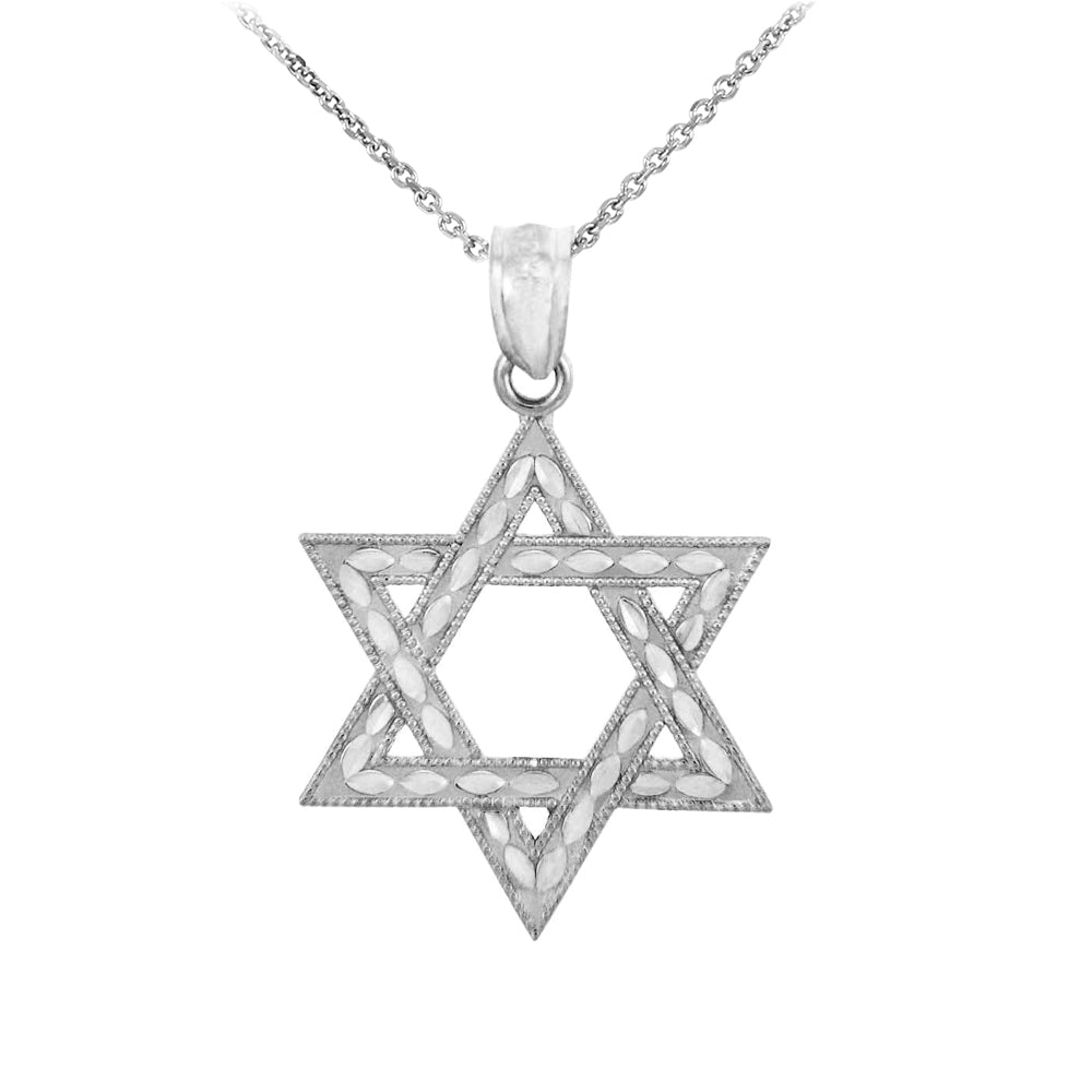 Sterling Silver Jewish Star of David Charm Pendant Necklace (S) 1-inch