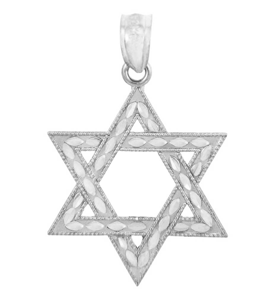 Sterling Silver Jewish Star of David Charm Pendant Necklace (S) 1-inch, view 2
