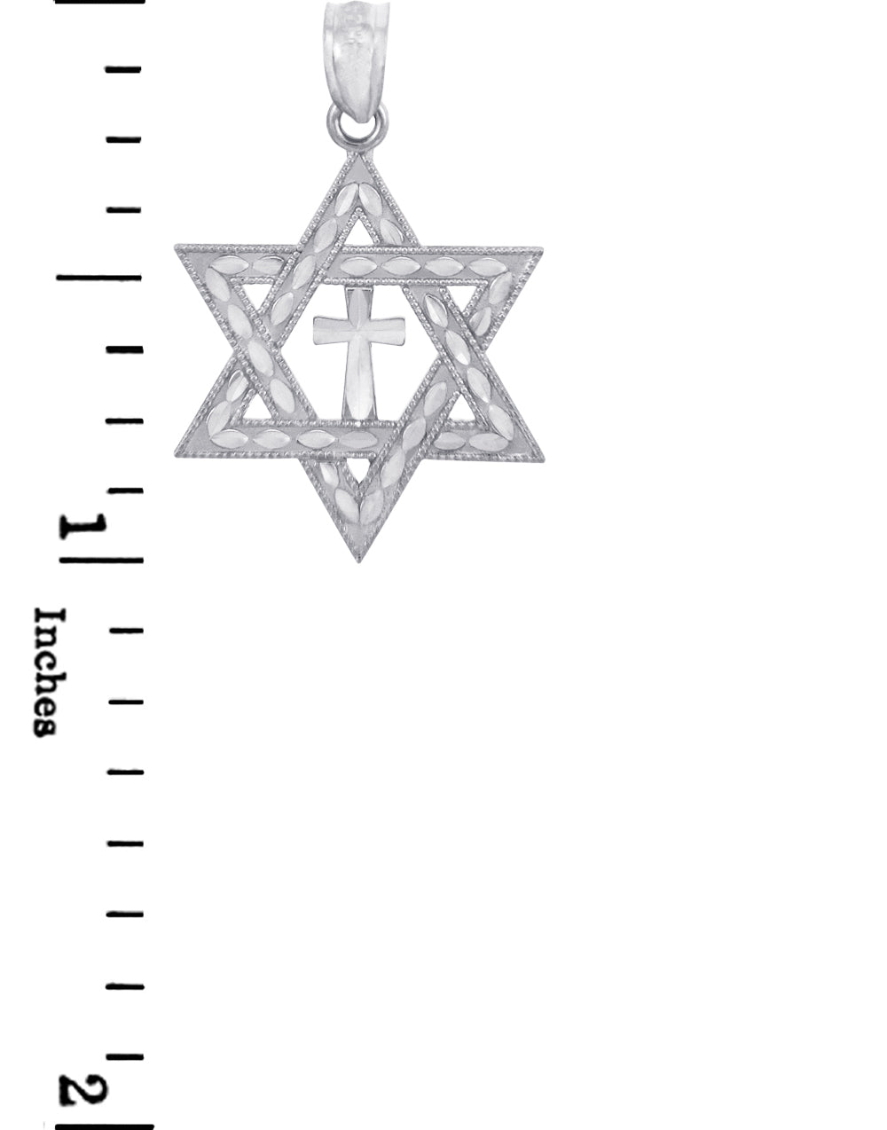 Sterling Silver Jewish Star Of David Cross Charm Pendant Necklace, view 3