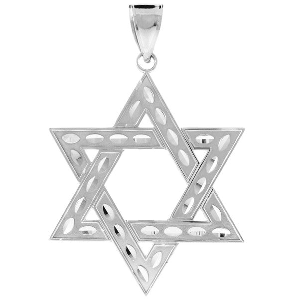 Sterling Silver Jewish Star of David Pendant (L) 2.2"