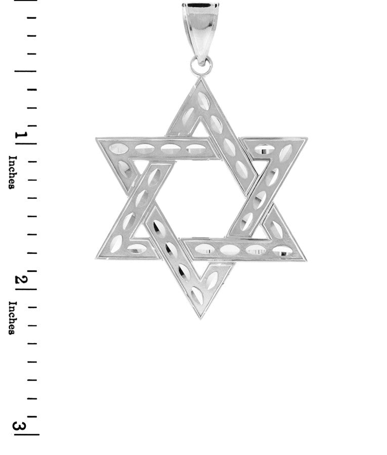 Sterling Silver Jewish Star of David Pendant (L) 2.2", view 2