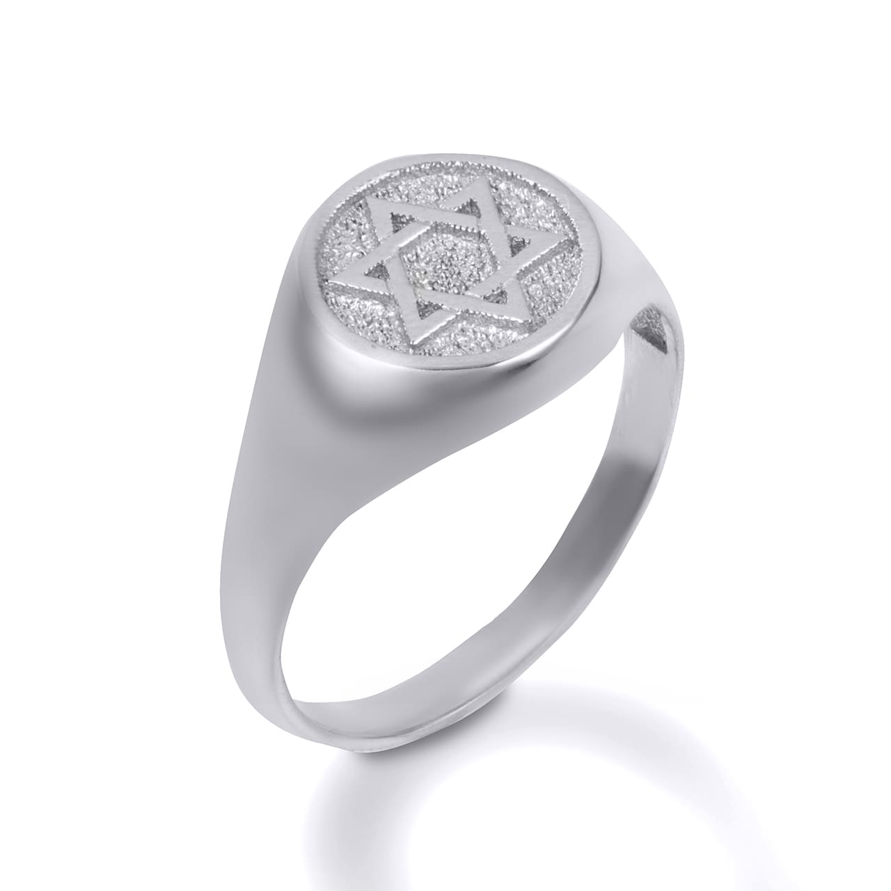 Sterling Silver Jewish Star of David Textured Signet Ring
