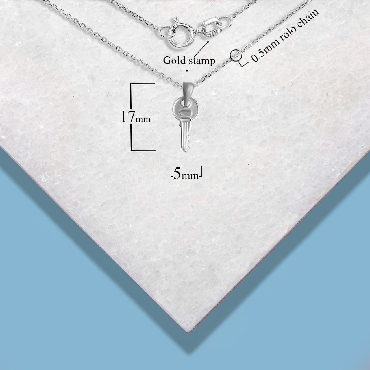 Sterling Silver Key Pendant Necklace, view 4