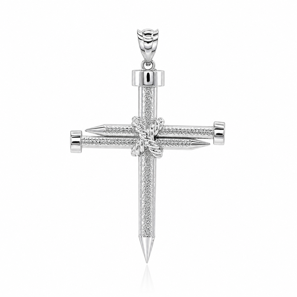 Sterling Silver Knot Nail Cross Crucifix Pendant Necklace