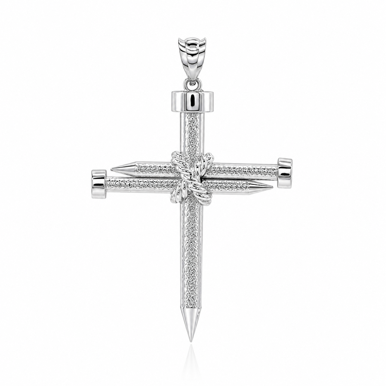 Sterling Silver Knot Nail Cross Crucifix Pendant Necklace