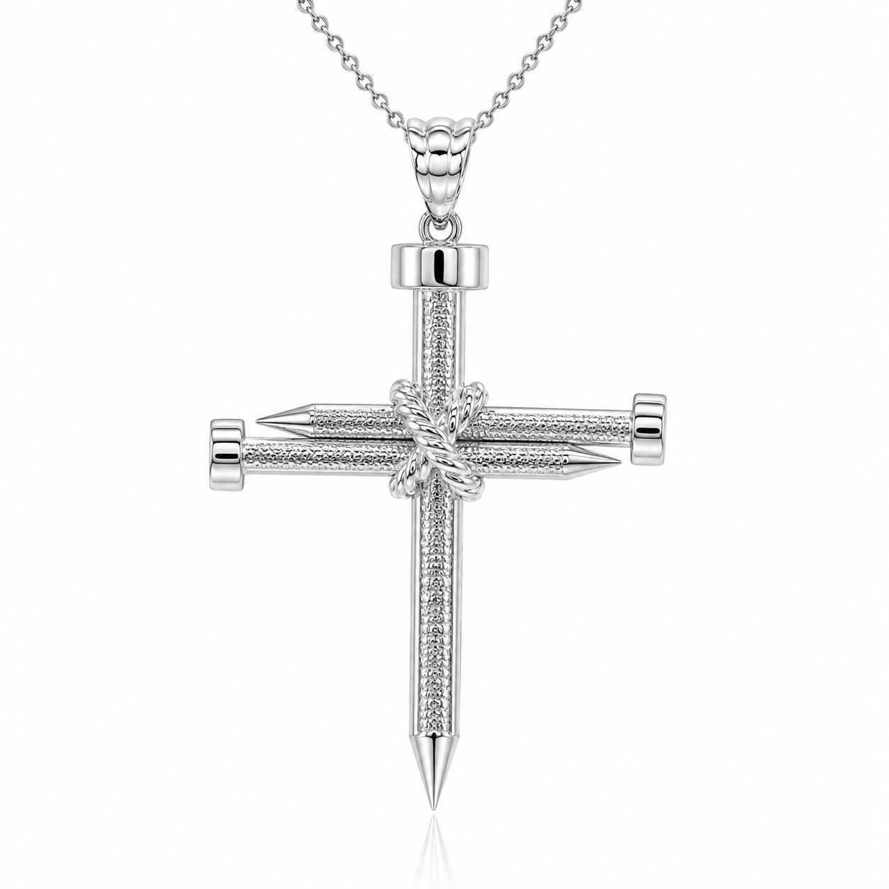 Sterling Silver Knot Nail Cross Crucifix Pendant Necklace, view 4