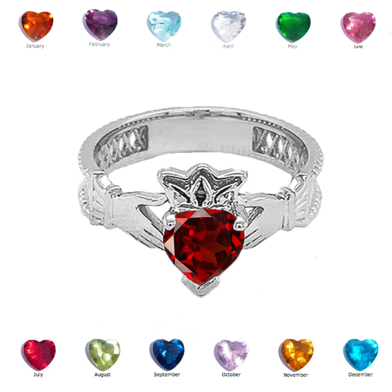 Sterling Silver Lab Created CZ Celtic Design Claddagh Proposal Ring