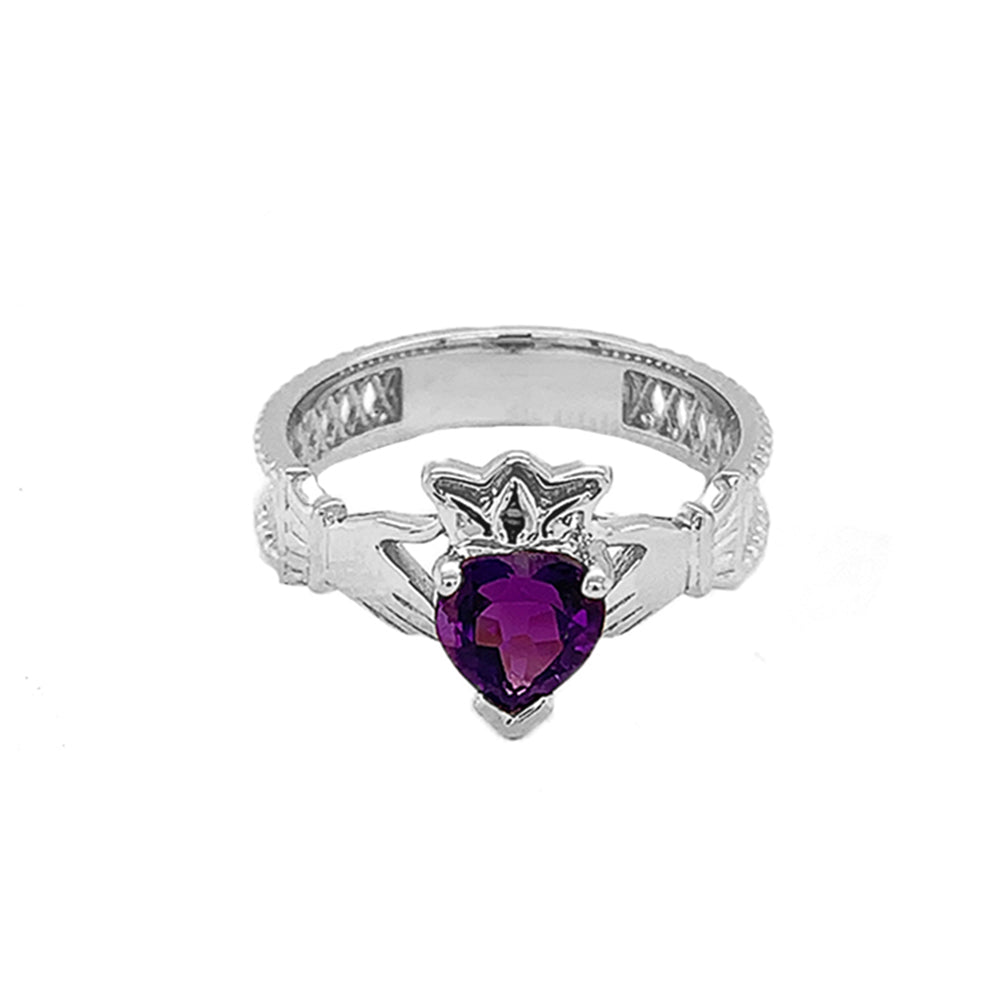 Sterling Silver Lab Created CZ Celtic Design Claddagh Proposal Ring, view 3