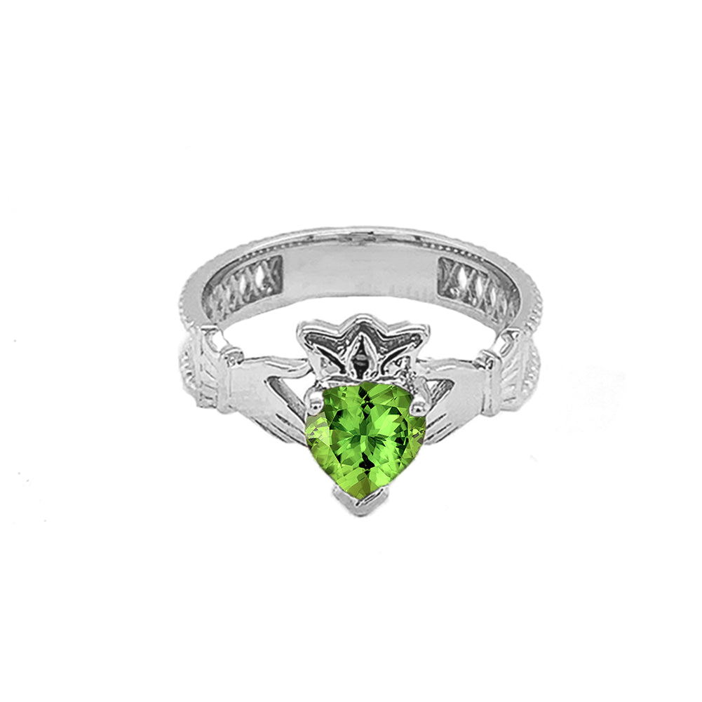 Sterling Silver Lab Created CZ Celtic Design Claddagh Proposal Ring, view 9