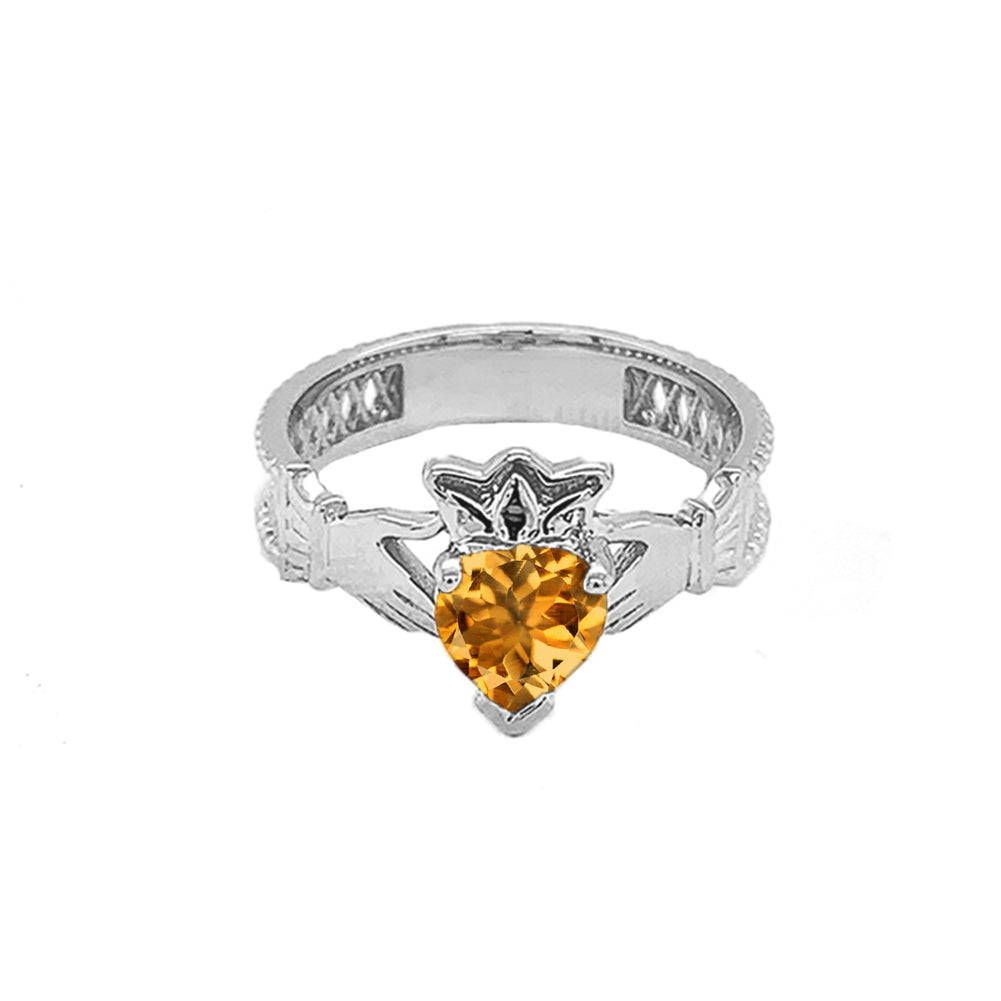 Sterling Silver Lab Created CZ Celtic Design Claddagh Proposal Ring, view 12