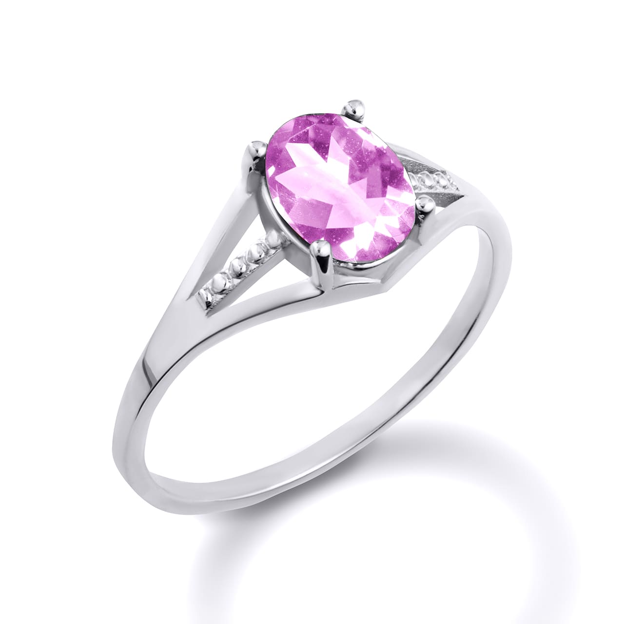 Sterling Silver Ladies Birthstone Ring, view 17