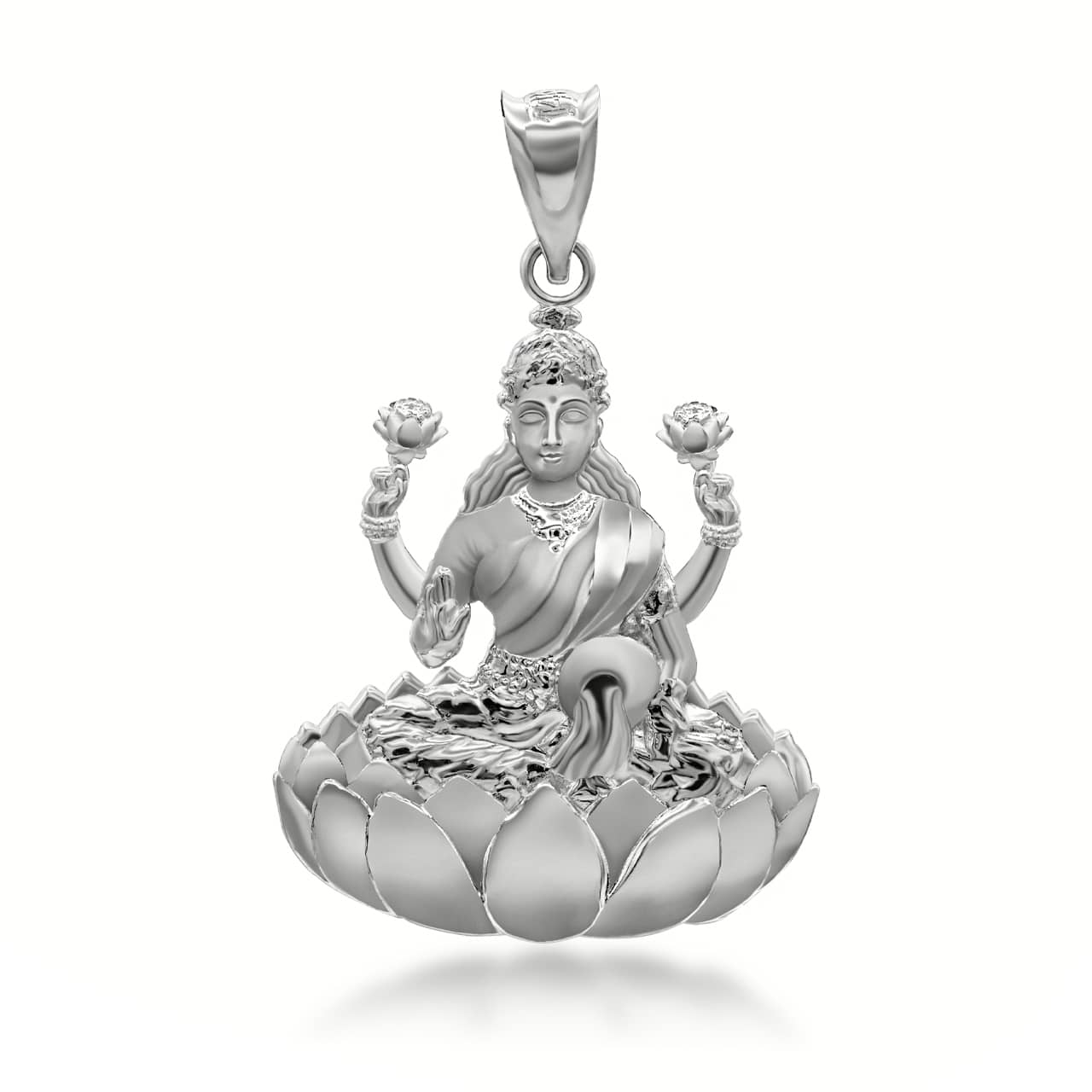Sterling Silver Lakshmi God Hindu Pendant Necklace