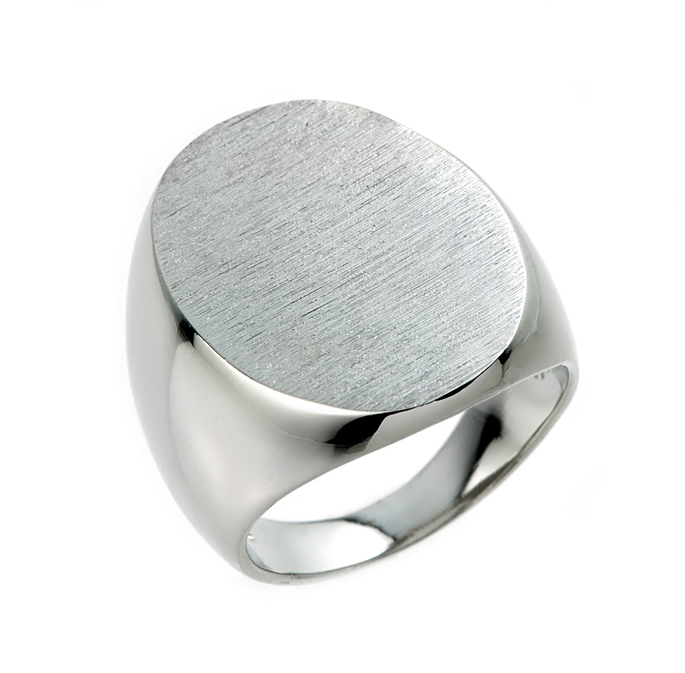 Sterling Silver Large Oval Engravable Signet Men's Ring