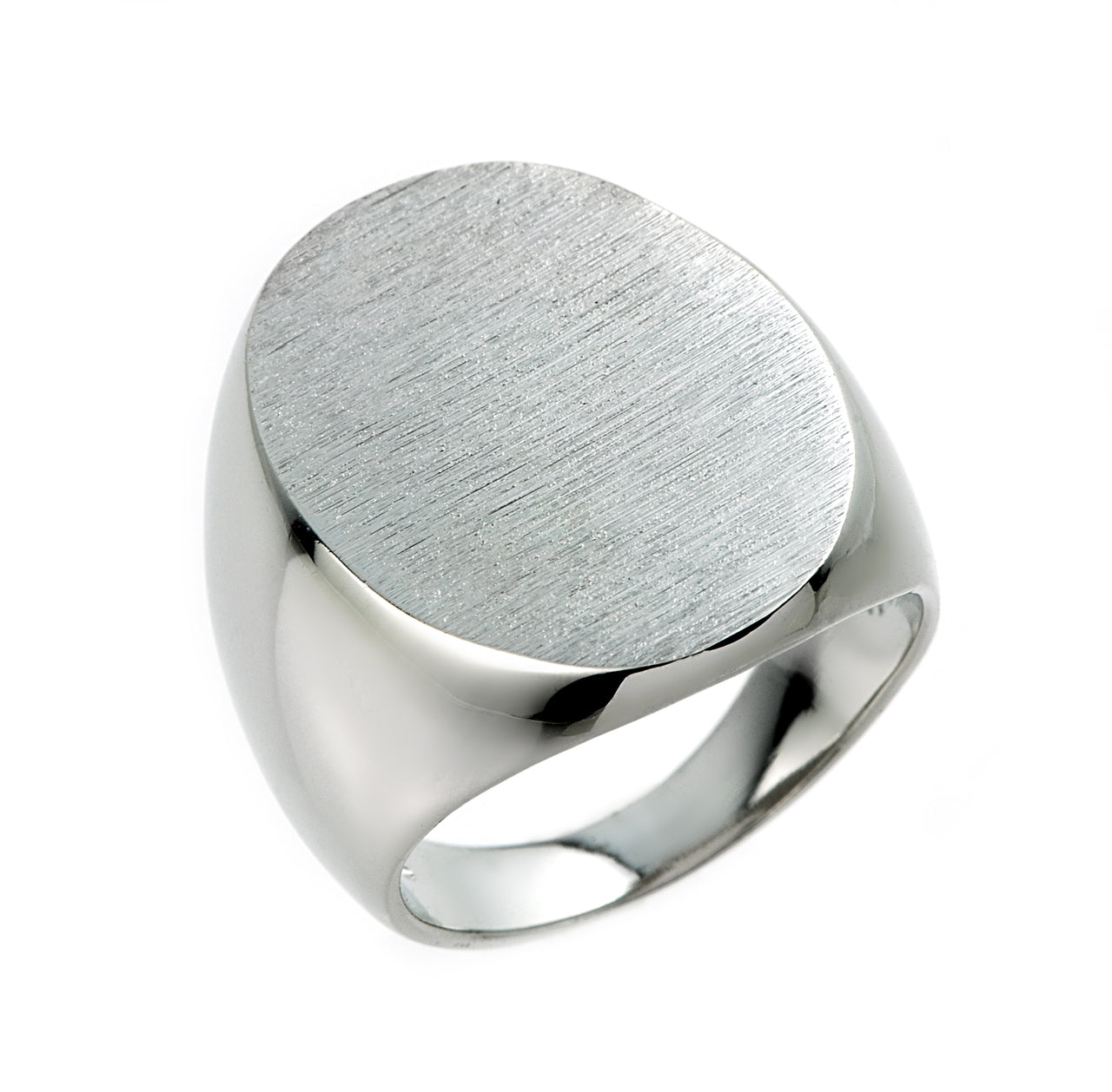 Sterling Silver Large Oval Engravable Signet Men's Ring