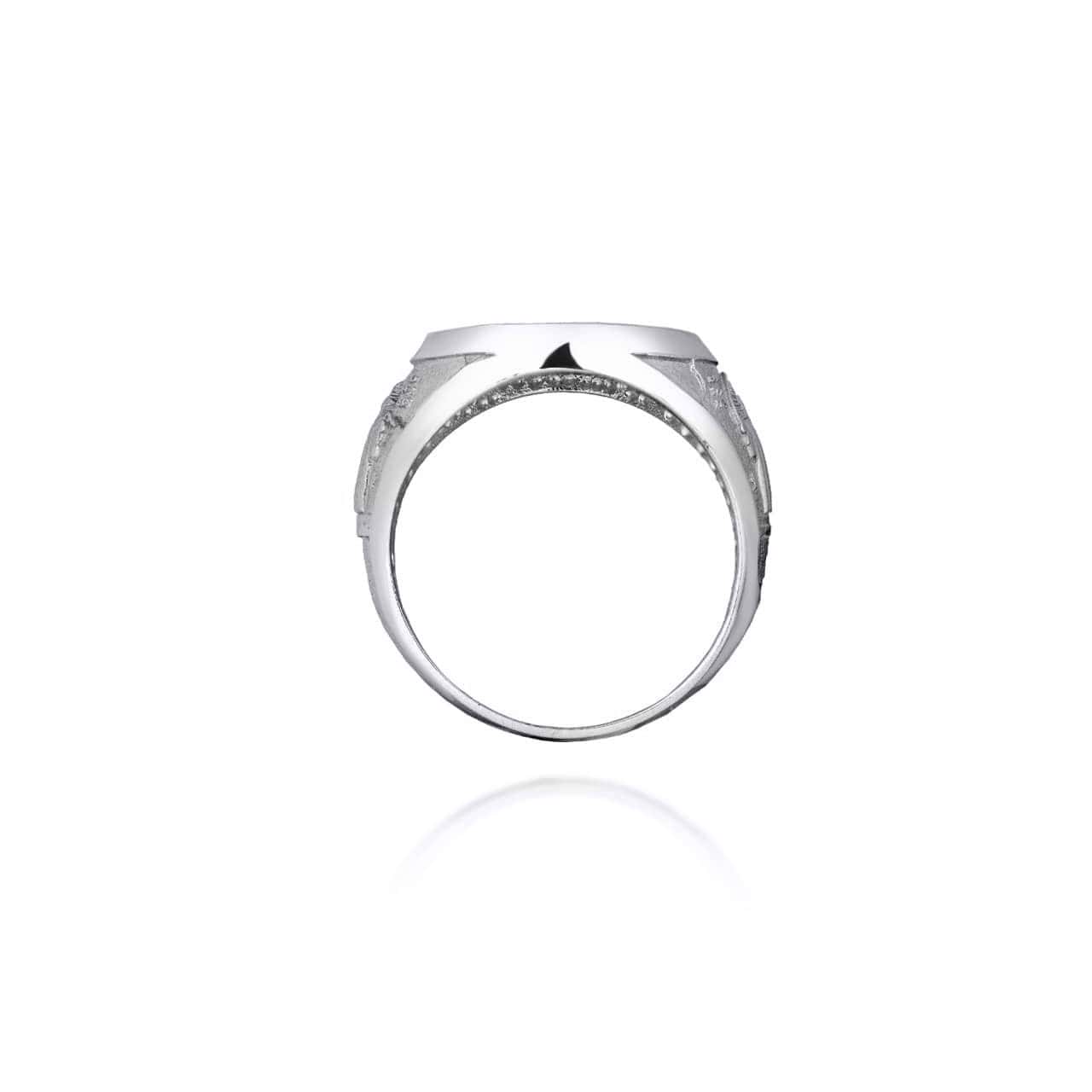 Sterling Silver Large Religious Saint Benedict Holy Cross Signet Ring, view 4