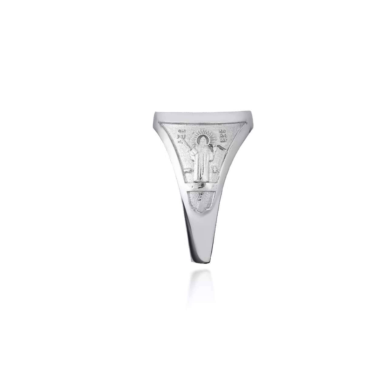 Sterling Silver Large Religious Saint Benedict Holy Cross Signet Ring, view 5
