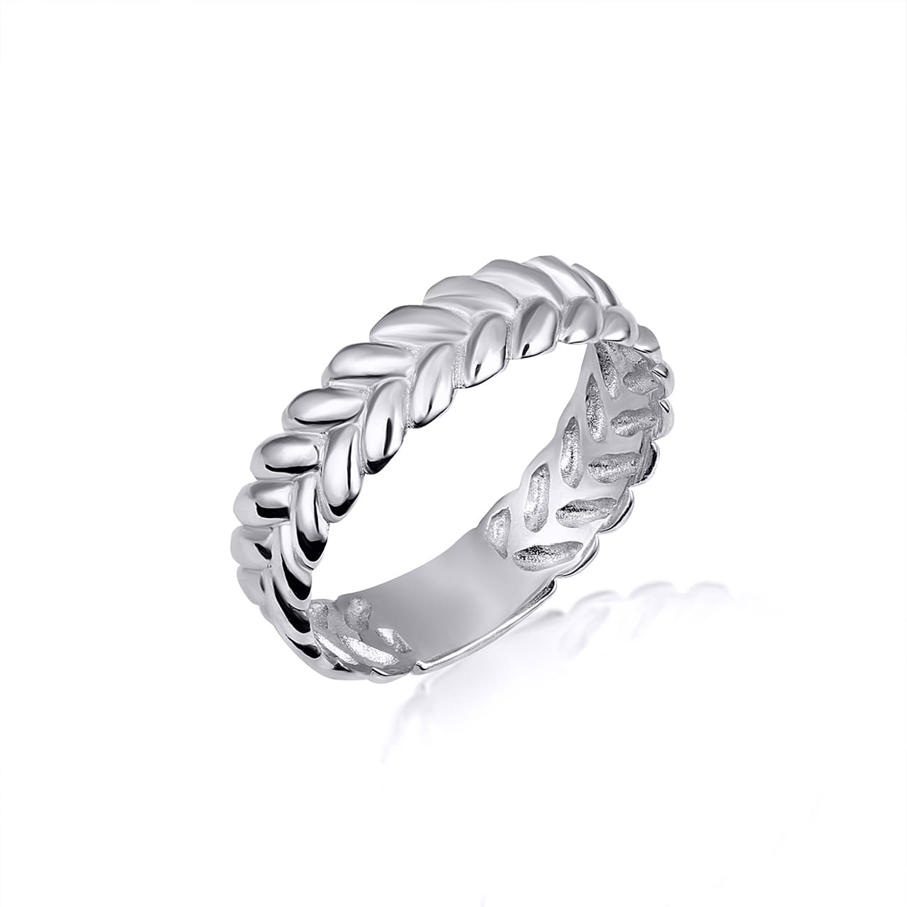 Sterling Silver Laurel Wreath Fern Leaf Band Ring