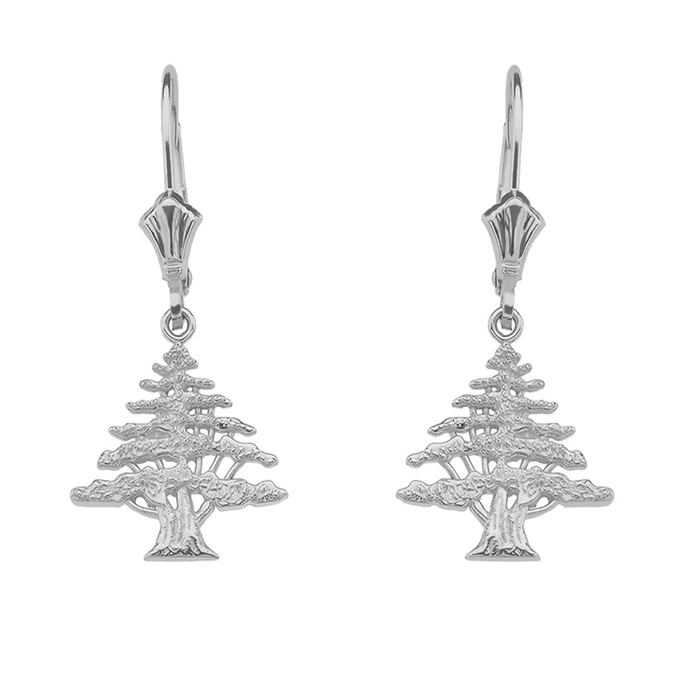 Sterling Silver Lebanese Cedar Tree Earrings