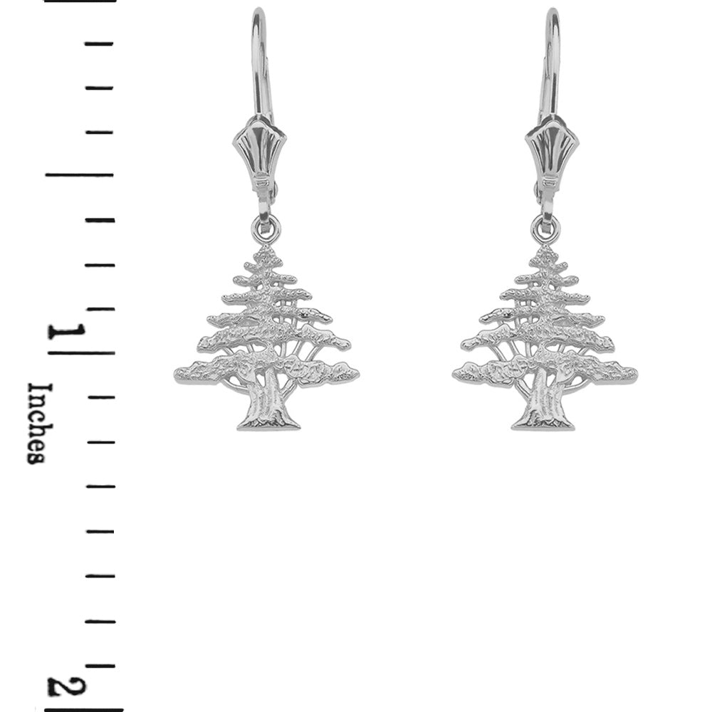 Sterling Silver Lebanese Cedar Tree Earrings, view 2