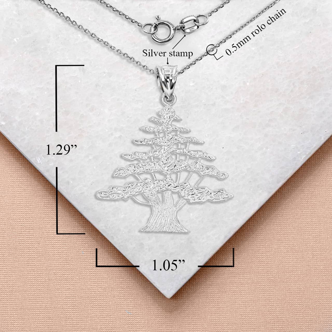 Sterling Silver Lebanese Cedar Tree Pendant Necklace, view 3