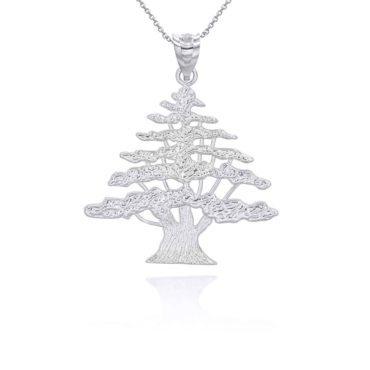 Sterling Silver Lebanese Cedar Tree Pendant Necklace, view 4