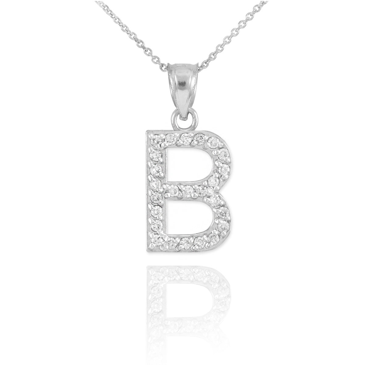 Sterling Silver Letter "A-Z" Initial CZ Monogram Pendant Necklace, view 2