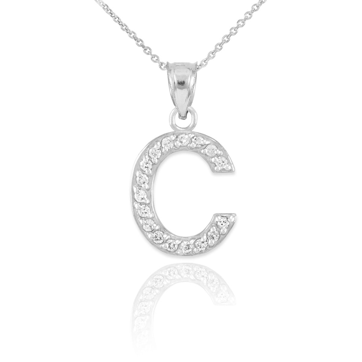 Sterling Silver Letter "A-Z" Initial CZ Monogram Pendant Necklace, view 3