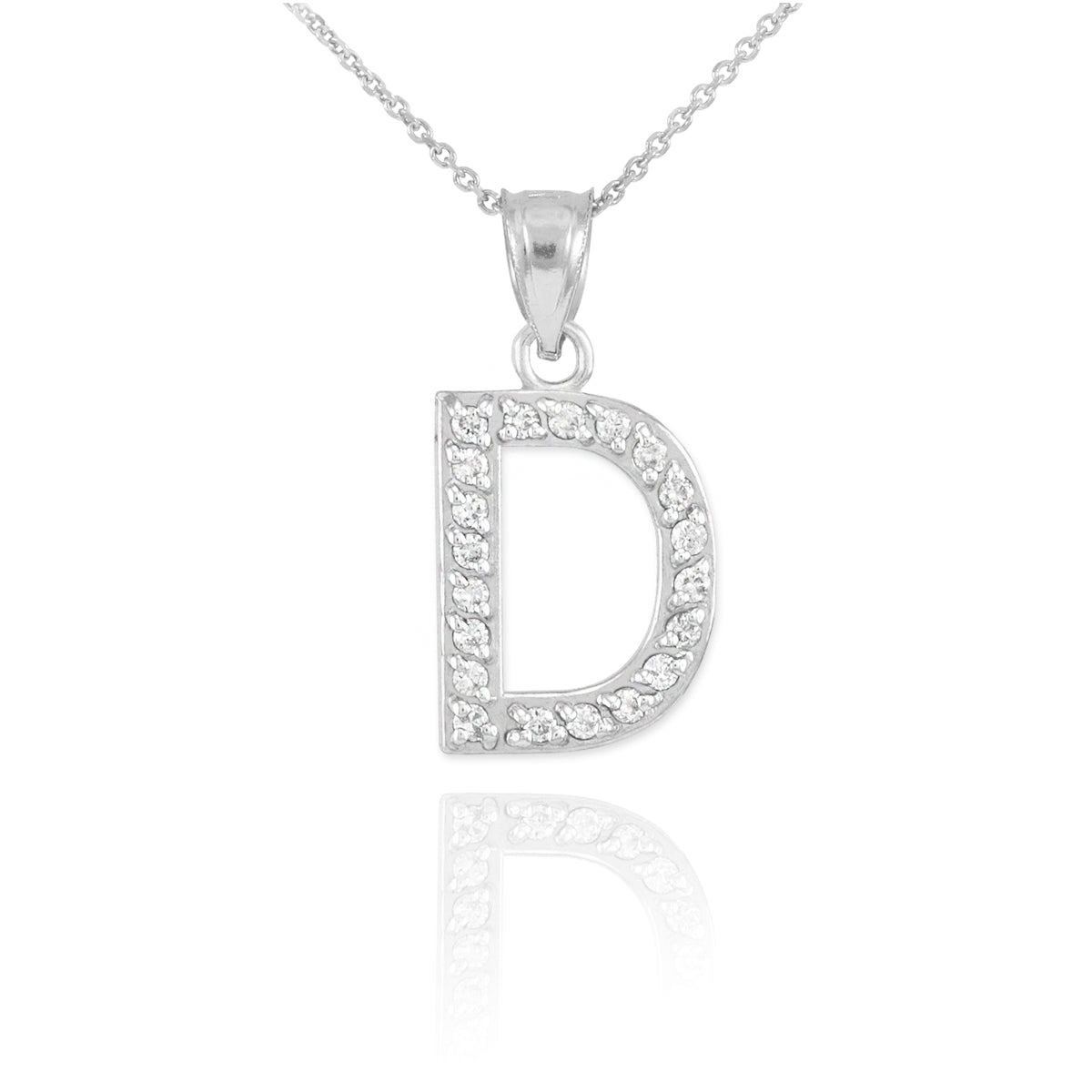 Sterling Silver Letter "A-Z" Initial CZ Monogram Pendant Necklace, view 4
