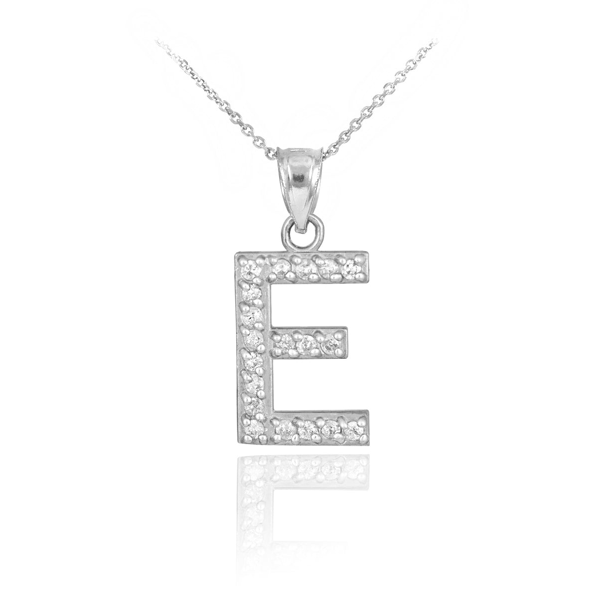 Sterling Silver Letter "A-Z" Initial CZ Monogram Pendant Necklace, view 5