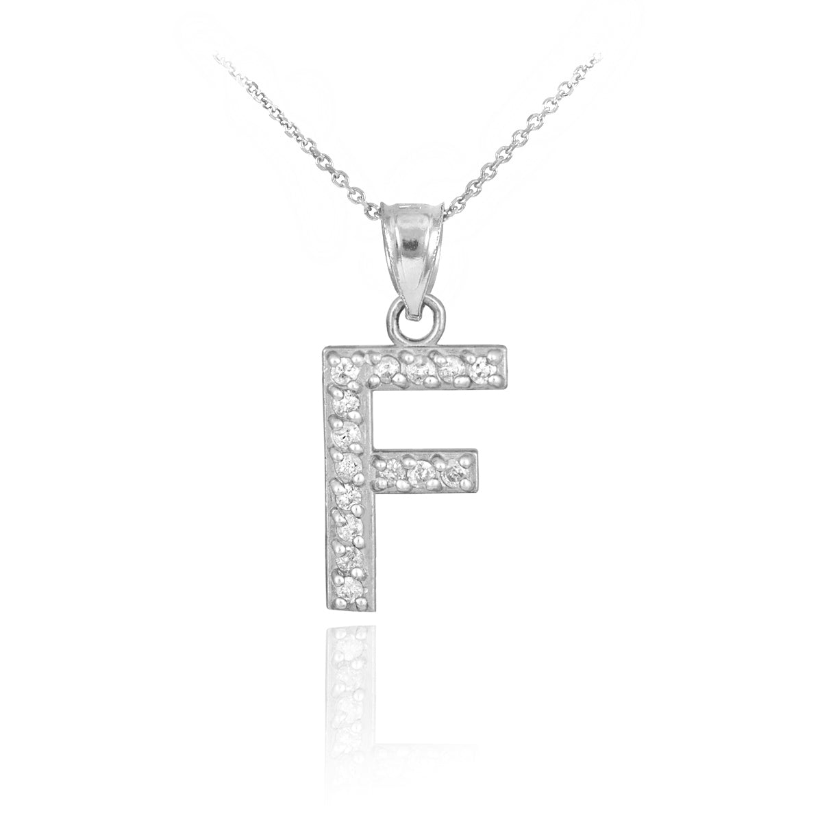 Sterling Silver Letter "A-Z" Initial CZ Monogram Pendant Necklace, view 6