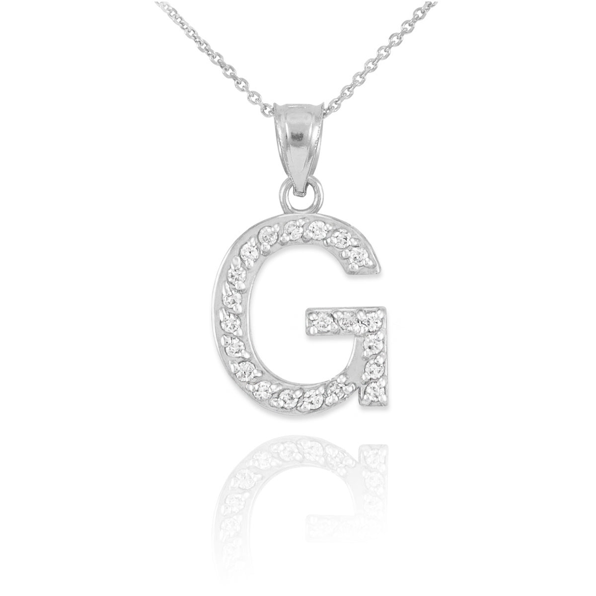 Sterling Silver Letter "A-Z" Initial CZ Monogram Pendant Necklace, view 7