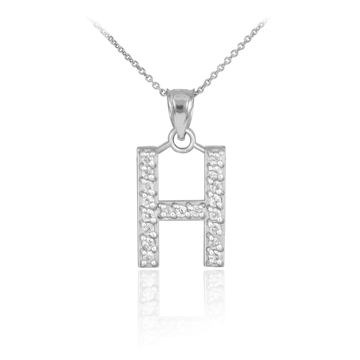 Sterling Silver Letter "A-Z" Initial CZ Monogram Pendant Necklace, view 8