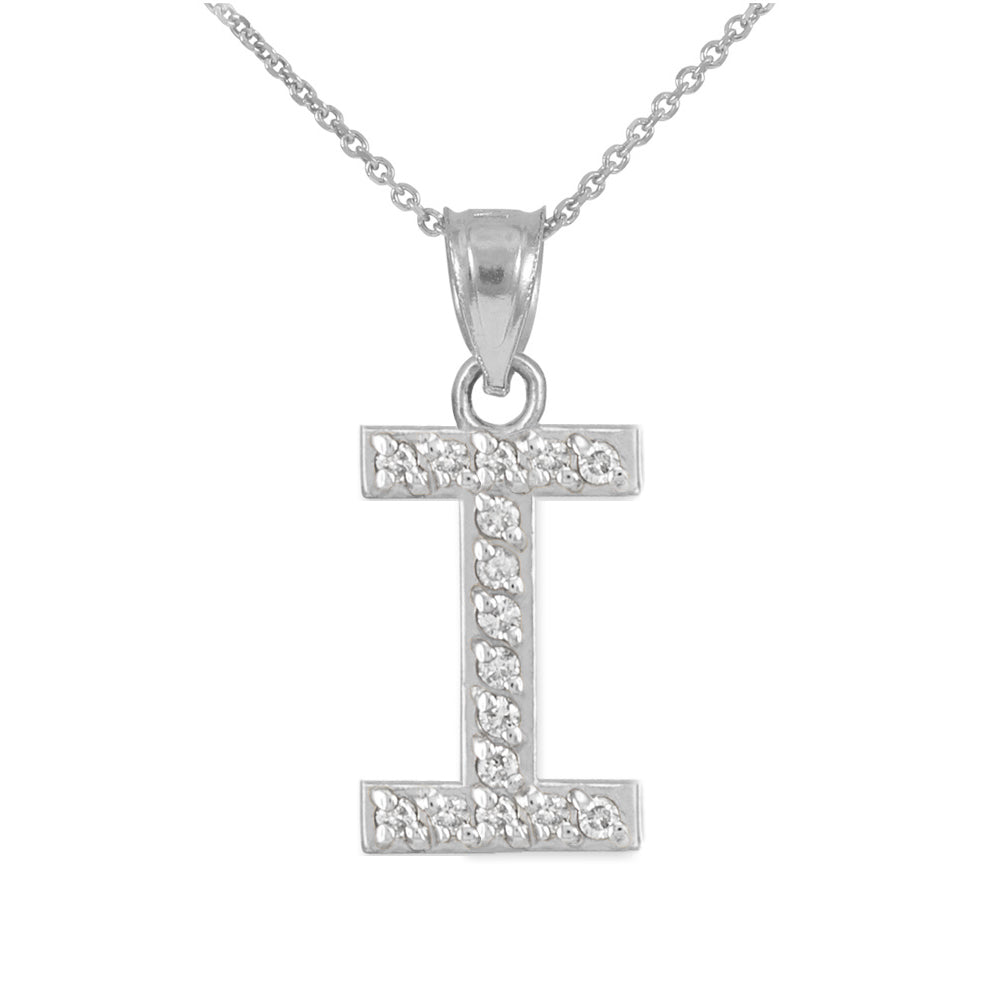 Sterling Silver Letter "A-Z" Initial CZ Monogram Pendant Necklace, view 9