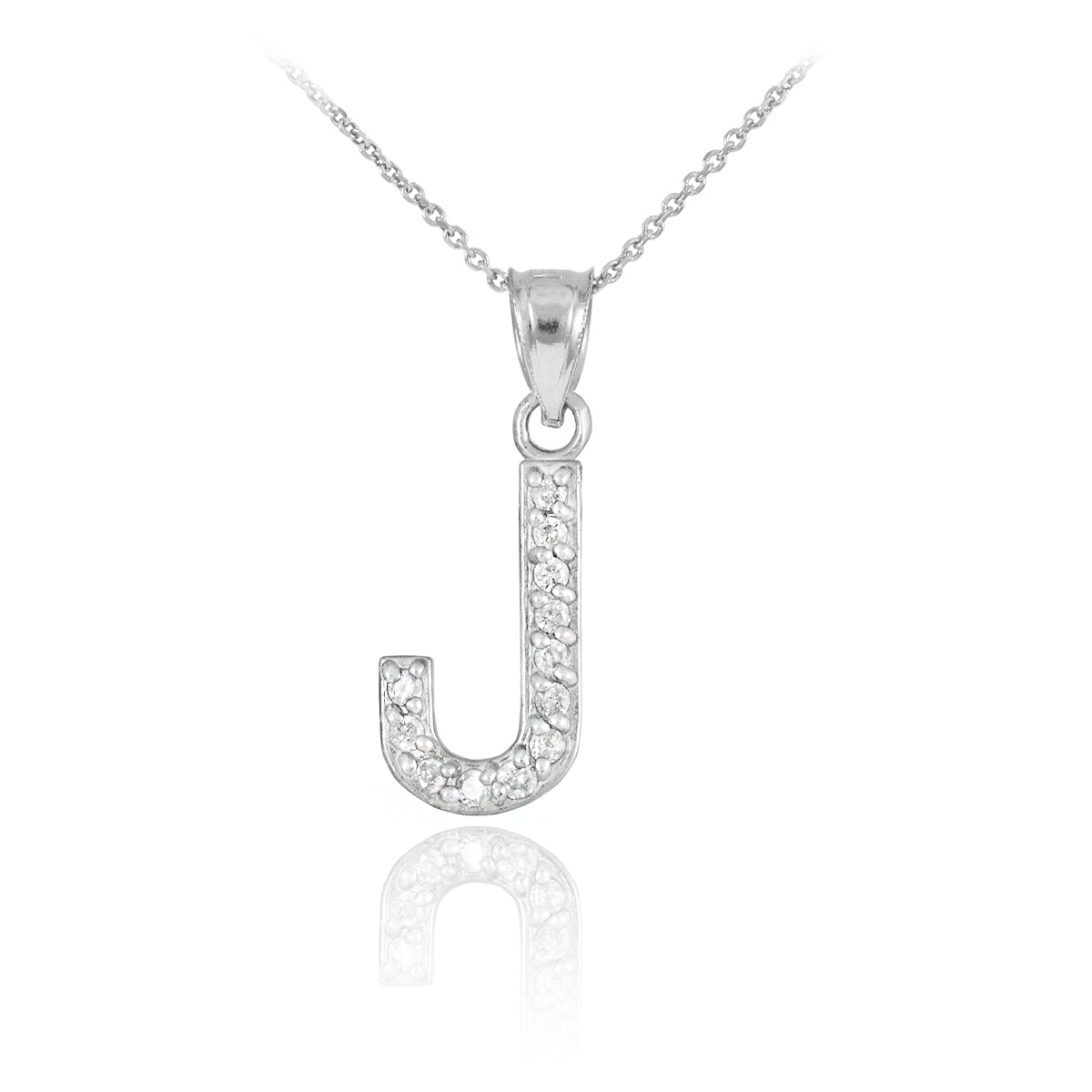 Sterling Silver Letter "A-Z" Initial CZ Monogram Pendant Necklace, view 10
