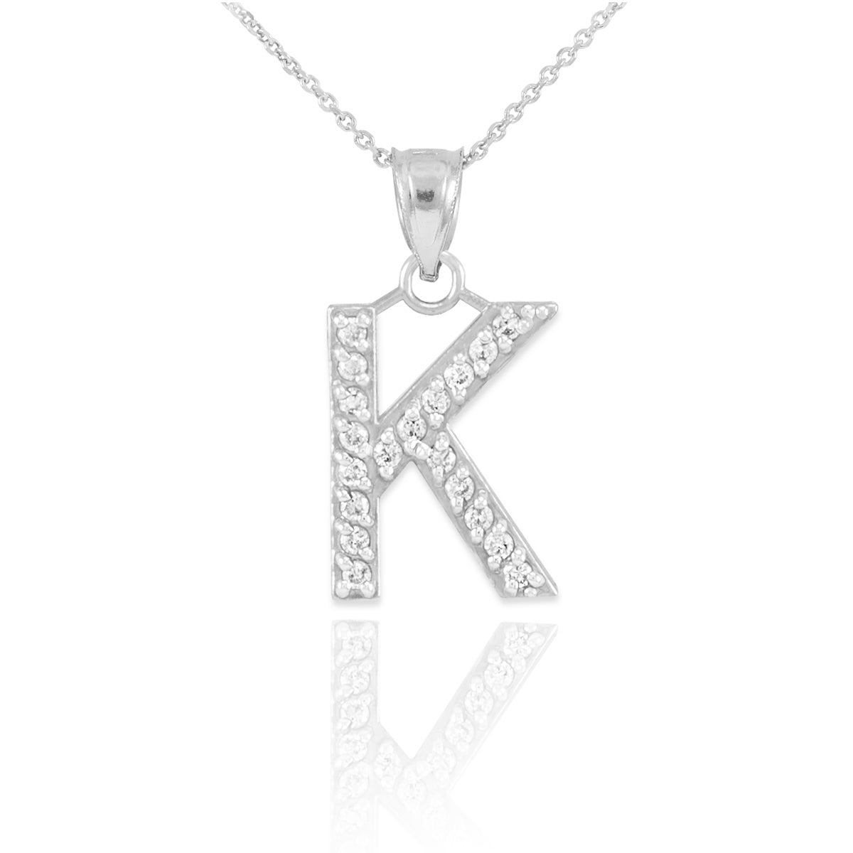 Sterling Silver Letter "A-Z" Initial CZ Monogram Pendant Necklace, view 11
