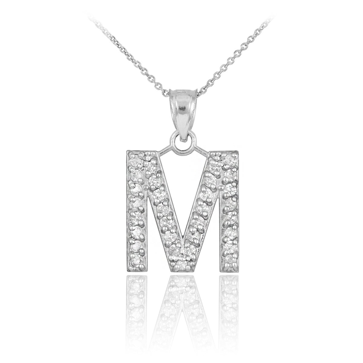 Sterling Silver Letter "A-Z" Initial CZ Monogram Pendant Necklace, view 13