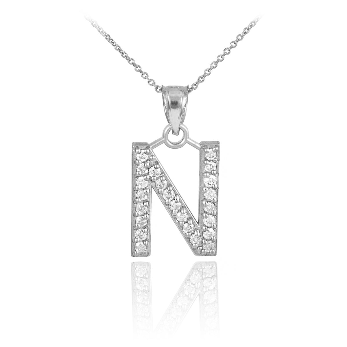 Sterling Silver Letter "A-Z" Initial CZ Monogram Pendant Necklace, view 14